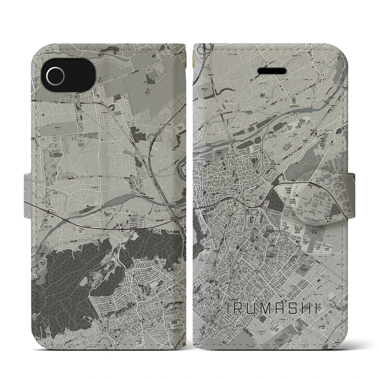 【入間市(埼玉県)】地図柄iPhoneケース(手帳タイプ)