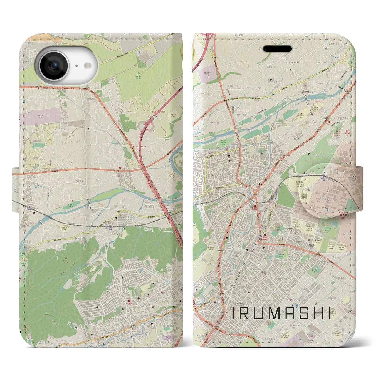 【入間市(埼玉県)】地図柄iPhoneケース(手帳タイプ)