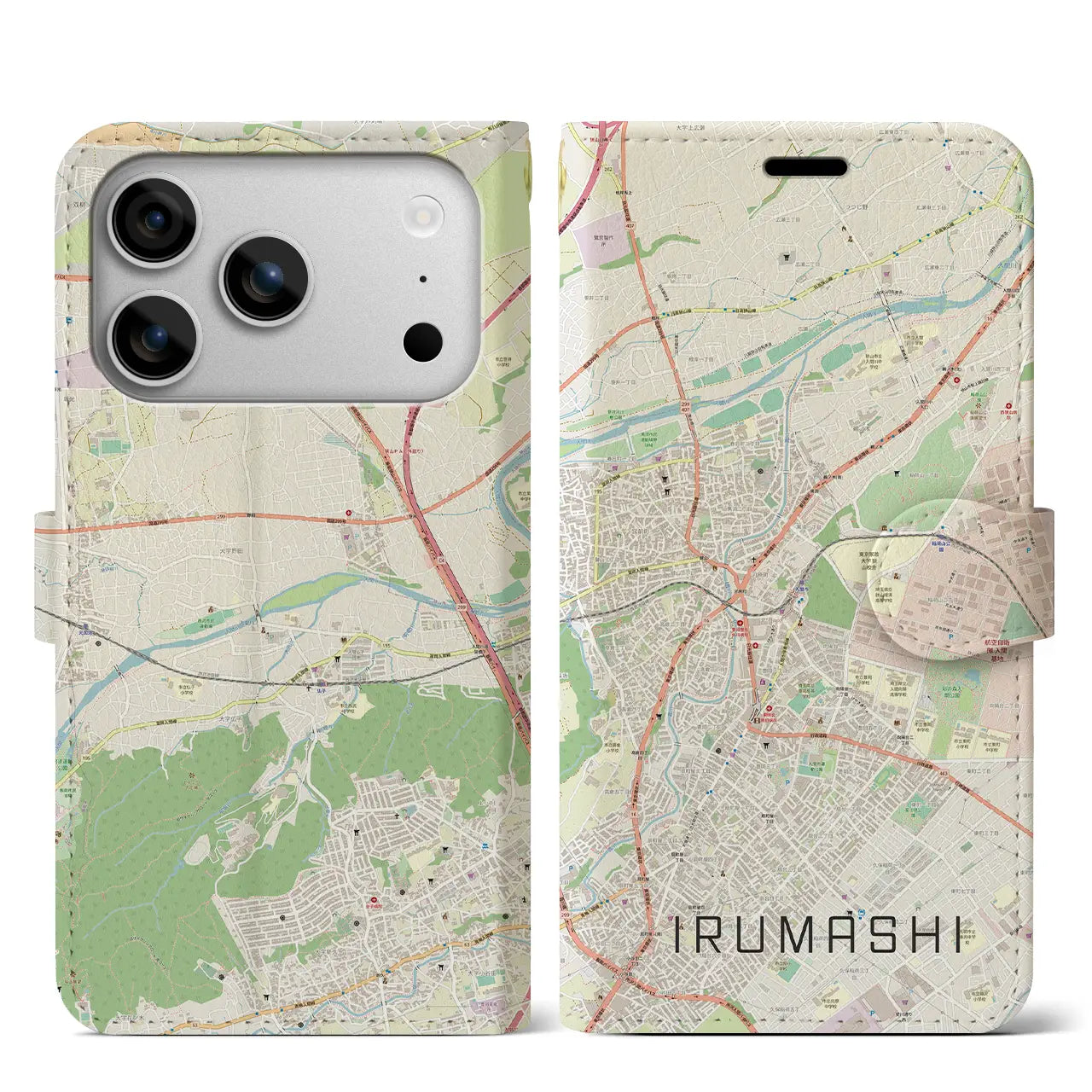 【入間市(埼玉県)】地図柄iPhoneケース(手帳タイプ)