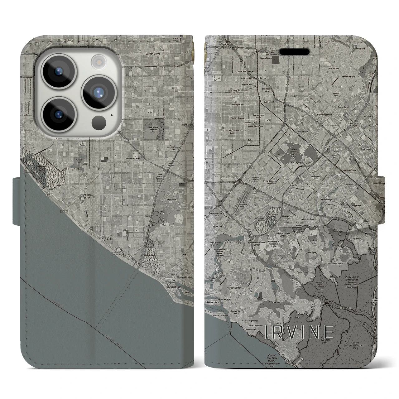 【アーバイン(アメリカ)】地図柄iPhoneケース(手帳タイプ)