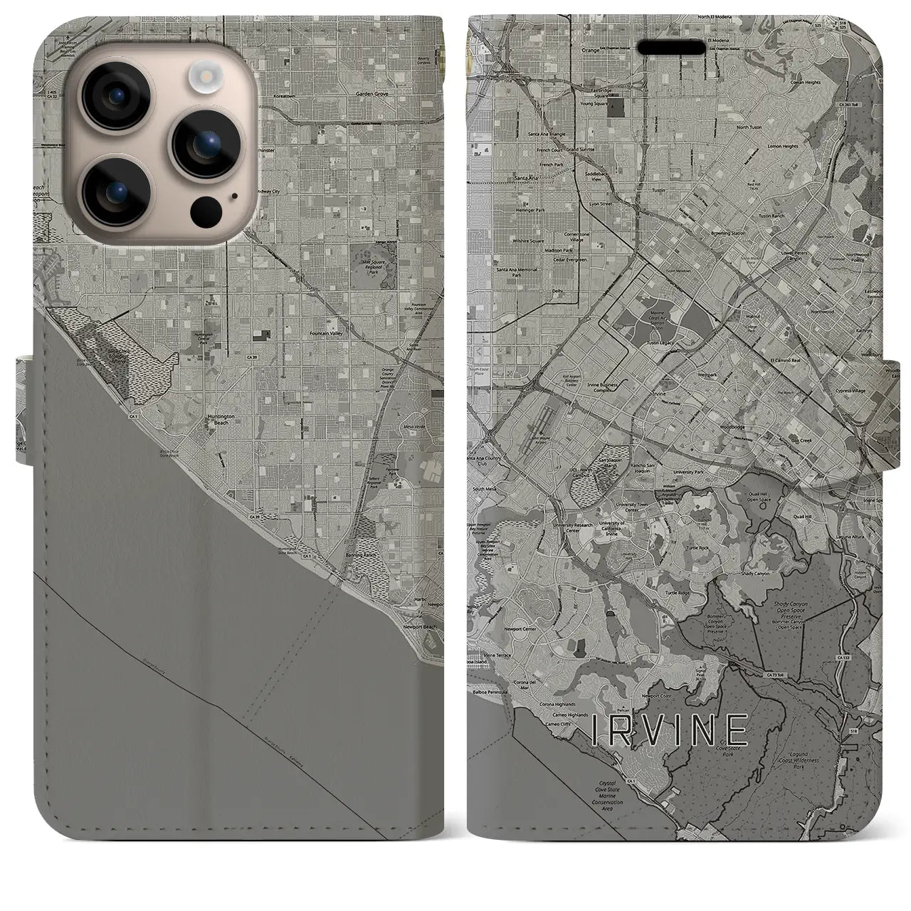 【アーバイン(アメリカ)】地図柄iPhoneケース(手帳タイプ)