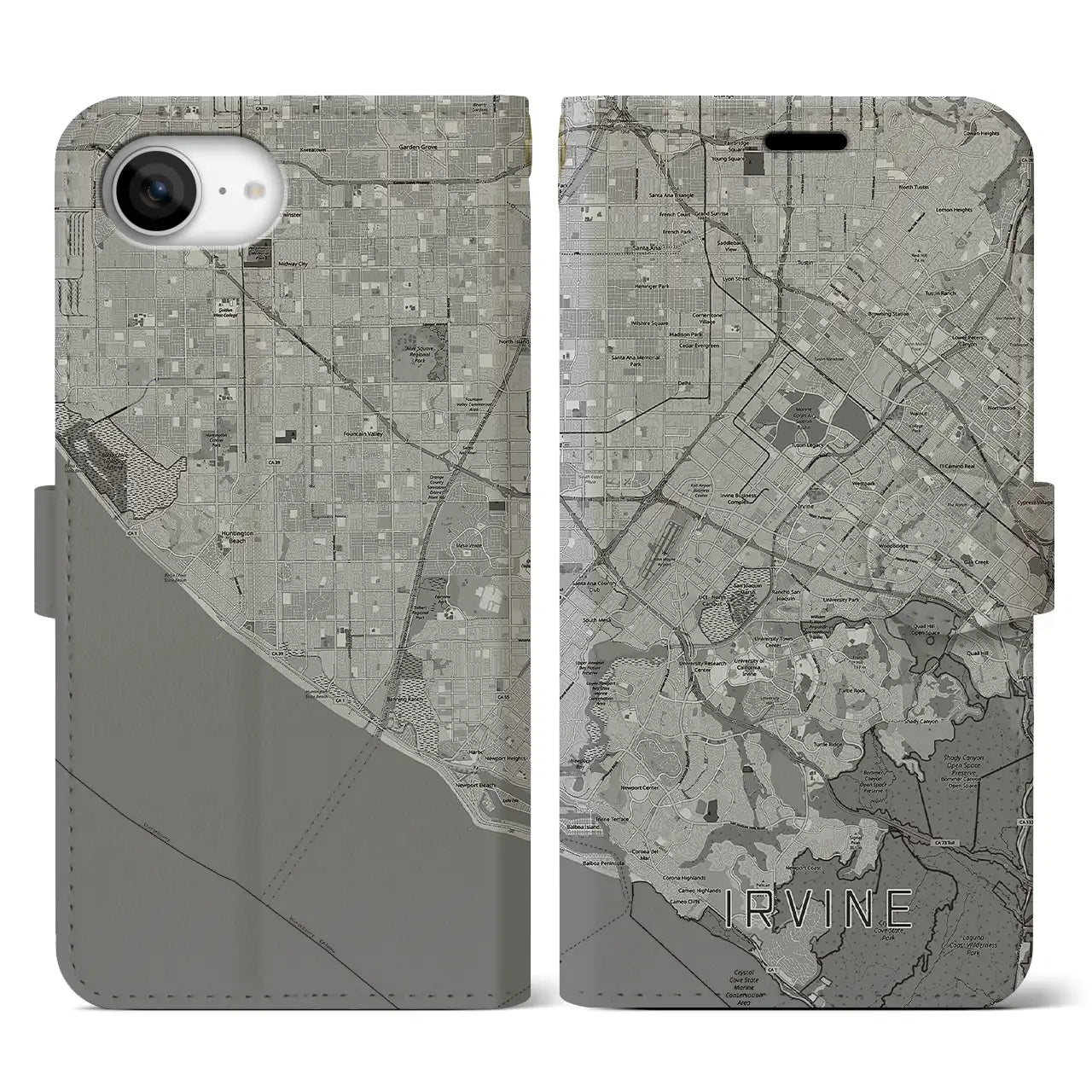 【アーバイン(アメリカ)】地図柄iPhoneケース(手帳タイプ)