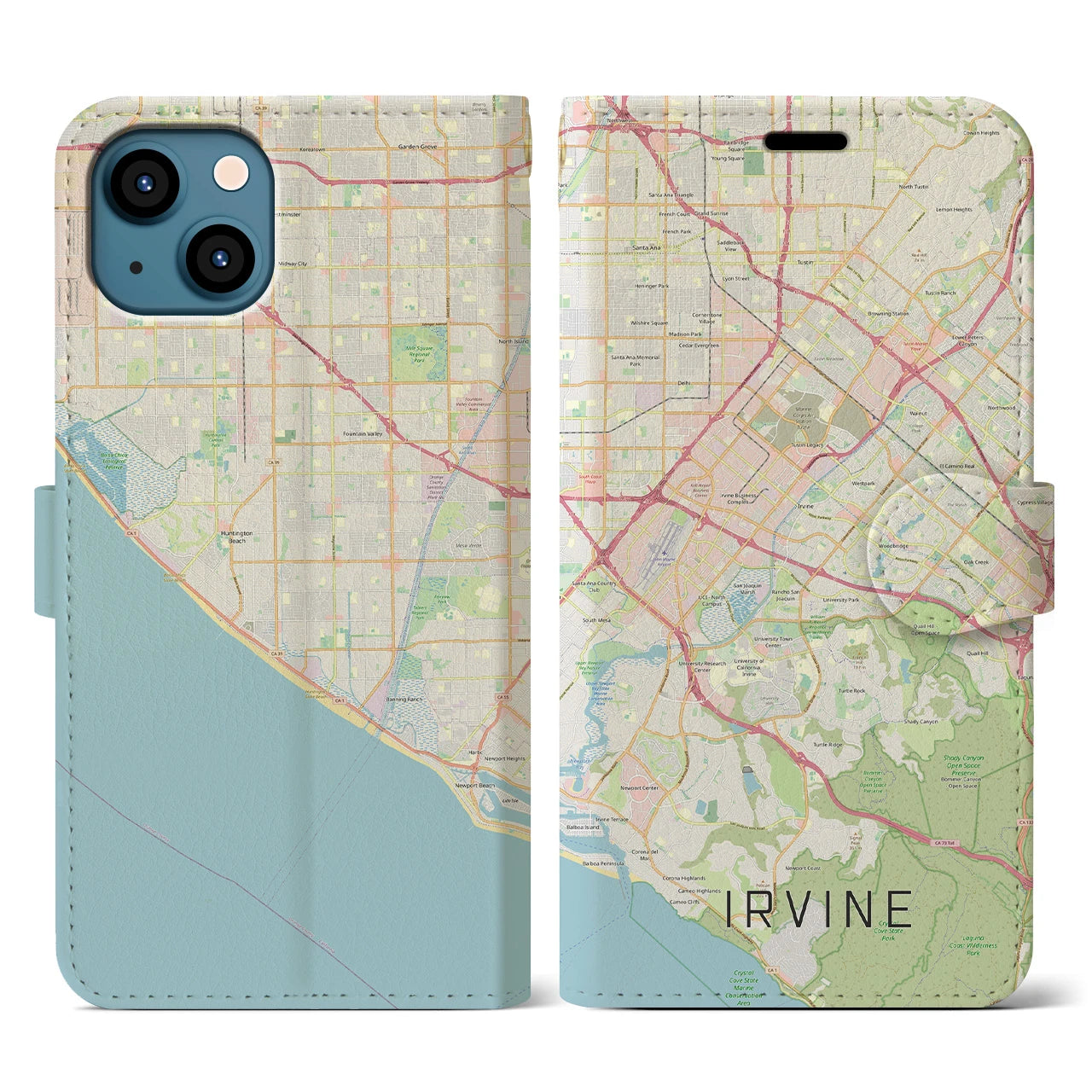 【アーバイン(アメリカ)】地図柄iPhoneケース(手帳タイプ)