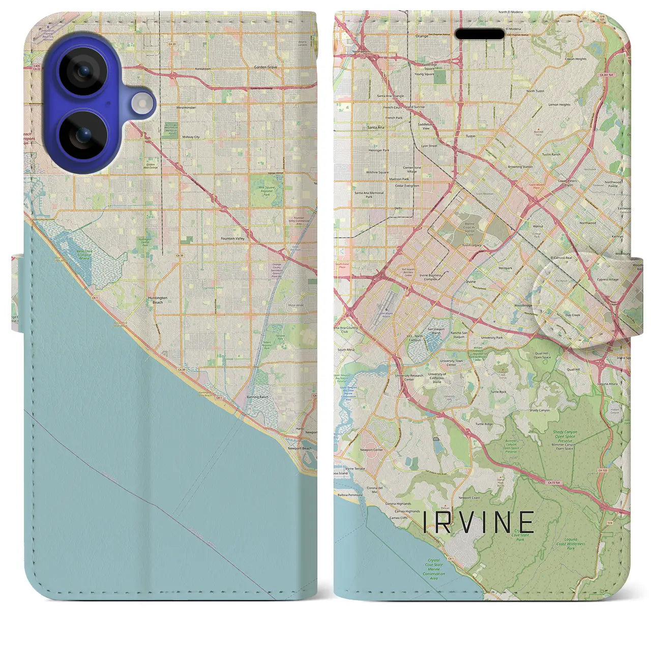 【アーバイン(アメリカ)】地図柄iPhoneケース(手帳タイプ)