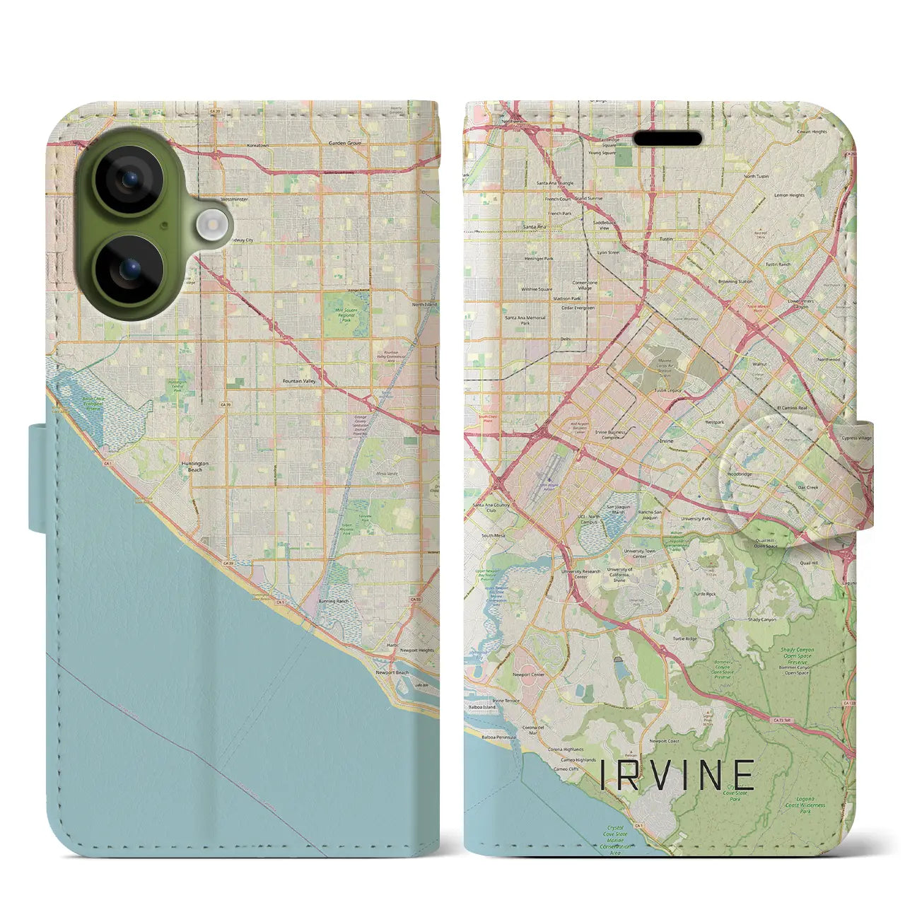 【アーバイン(アメリカ)】地図柄iPhoneケース(手帳タイプ)
