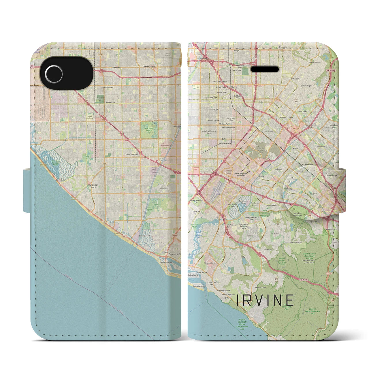 【アーバイン(アメリカ)】地図柄iPhoneケース(手帳タイプ)