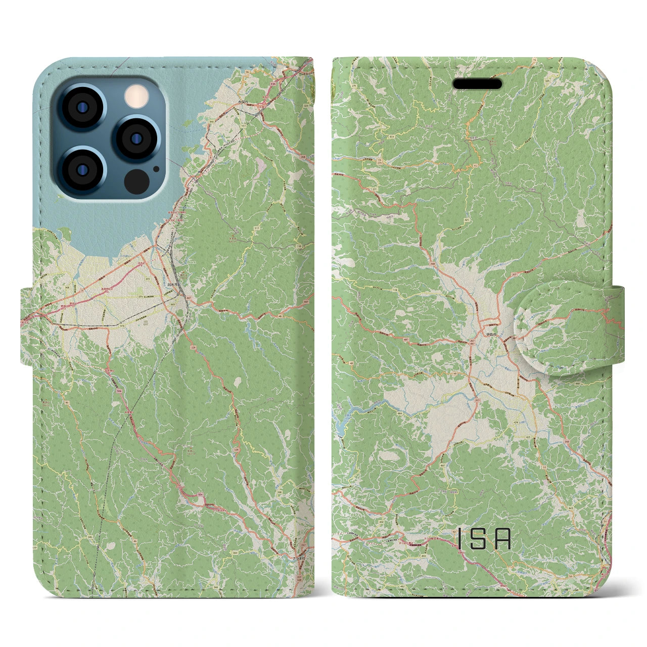 【伊佐(鹿児島県)】地図柄iPhoneケース(手帳タイプ)ナチュラル・iPhone 12 / 12 Pro 用