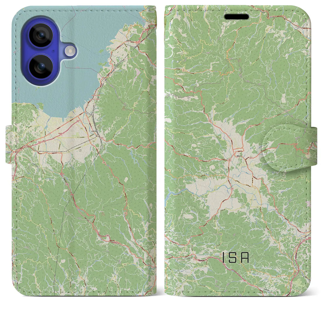 【伊佐(鹿児島県)】地図柄iPhoneケース(手帳タイプ)ナチュラル・iPhone 16 Pro Max 用