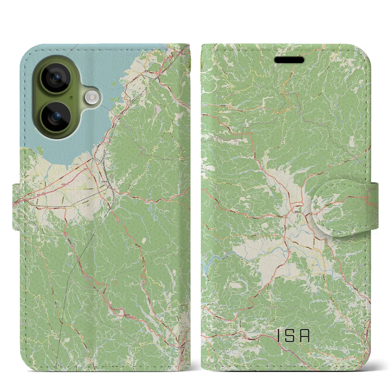 【伊佐(鹿児島県)】地図柄iPhoneケース(手帳タイプ)モノトーン・iPhone 17 Pro Max 用