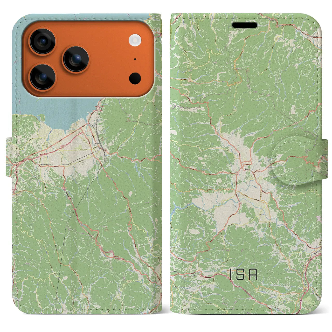 【伊佐(鹿児島県)】地図柄iPhoneケース(手帳タイプ)ナチュラル・iPhone 17 Pro Max 用