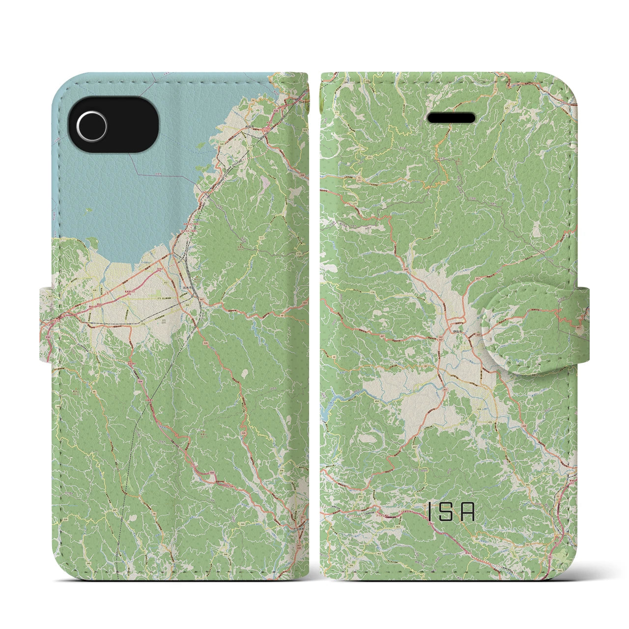 【伊佐(鹿児島県)】地図柄iPhoneケース(手帳タイプ)ナチュラル・iPhone SE(第3 / 第2世代) / 8 / 7 / 6s / 6 用
