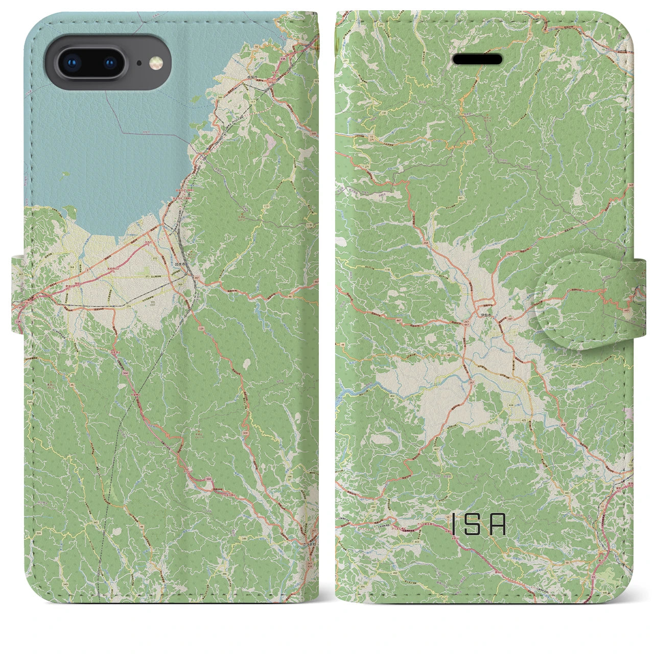 【伊佐(鹿児島県)】地図柄iPhoneケース(手帳タイプ)ナチュラル・iPhone 8Plus /7Plus / 6sPlus / 6Plus 用