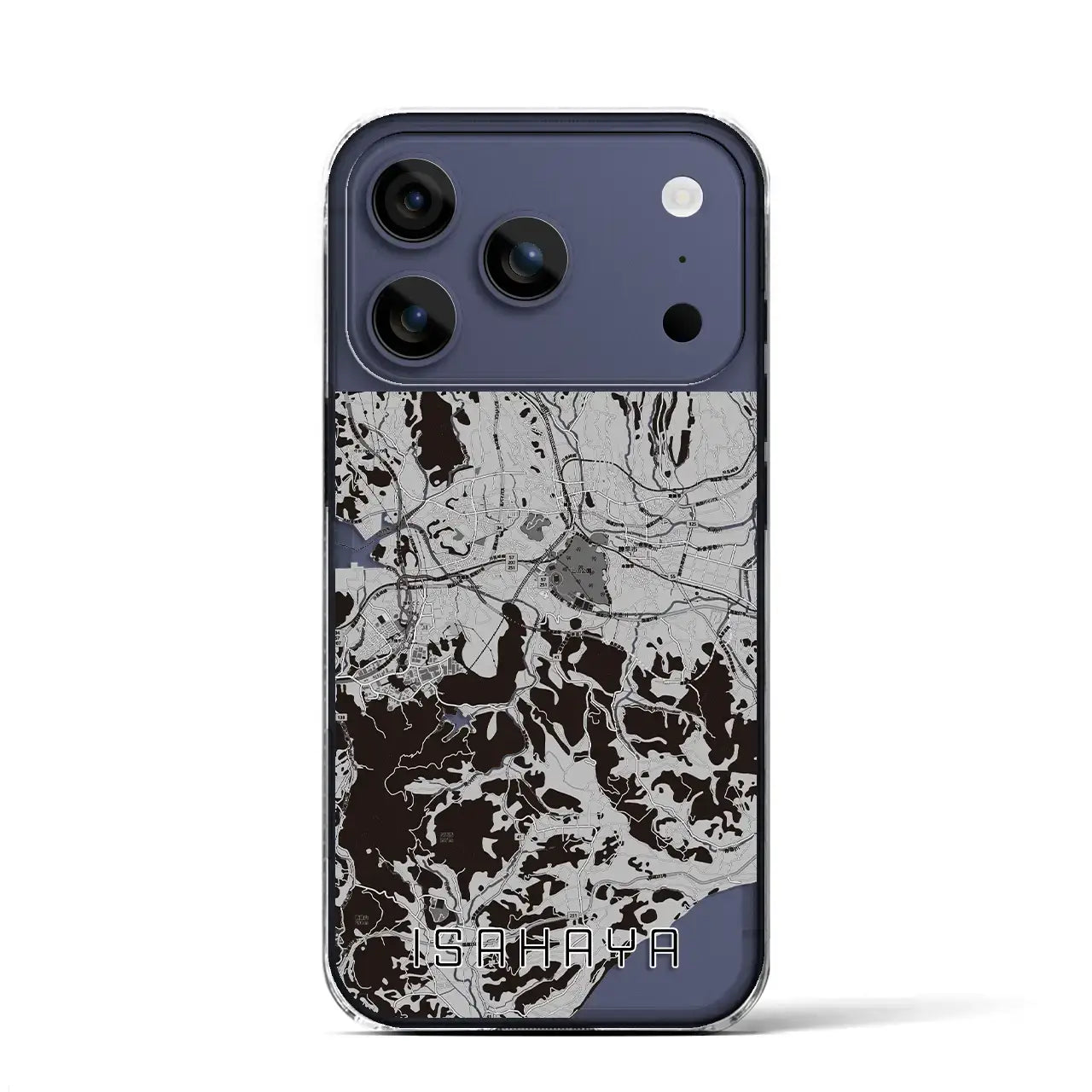 【諫早(長崎県)】地図柄iPhoneケース(クリアタイプ)モノトーン・iPhone 17 Pro Max 用
