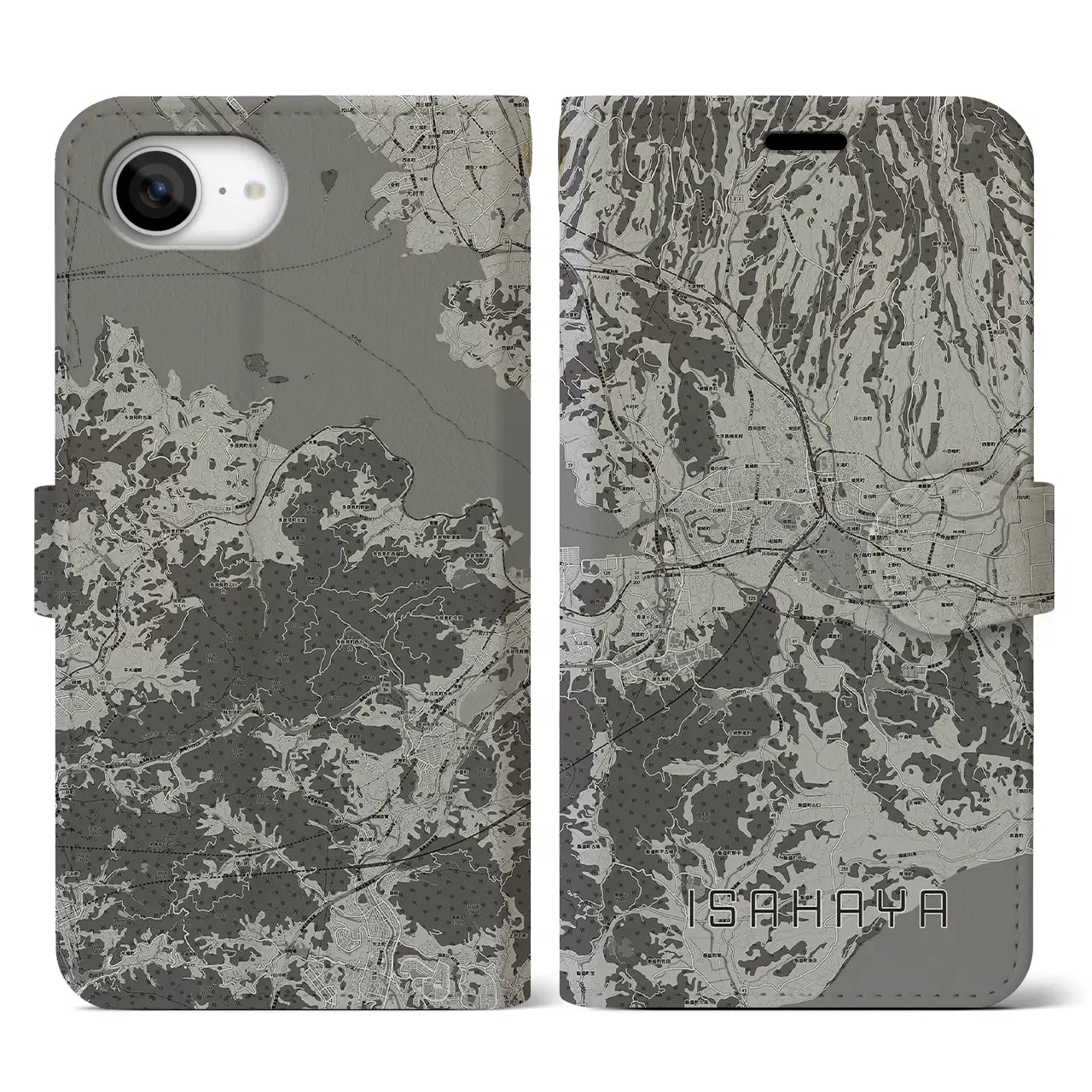 【諫早(長崎県)】地図柄iPhoneケース(手帳タイプ)