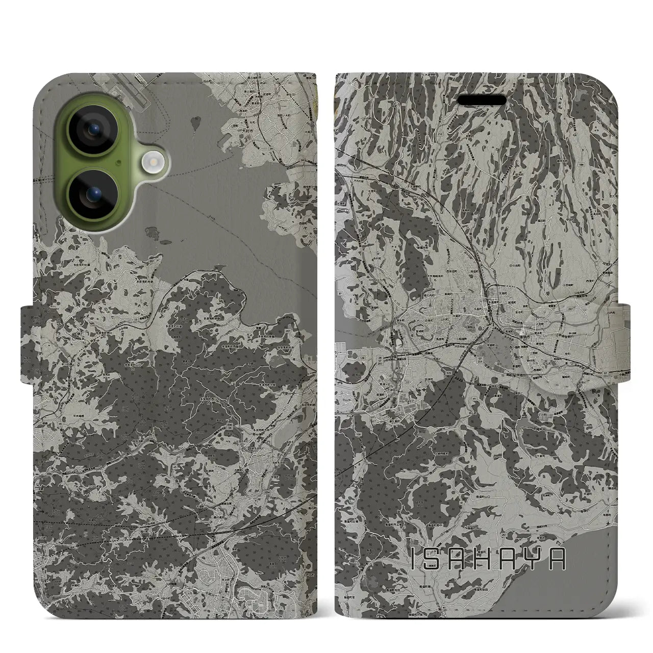 【諫早(長崎県)】地図柄iPhoneケース(手帳タイプ)