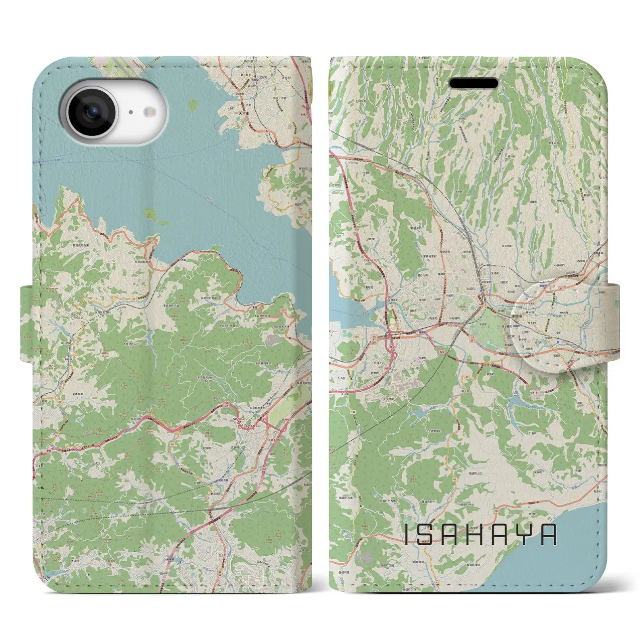 【諫早(長崎県)】地図柄iPhoneケース(手帳タイプ)