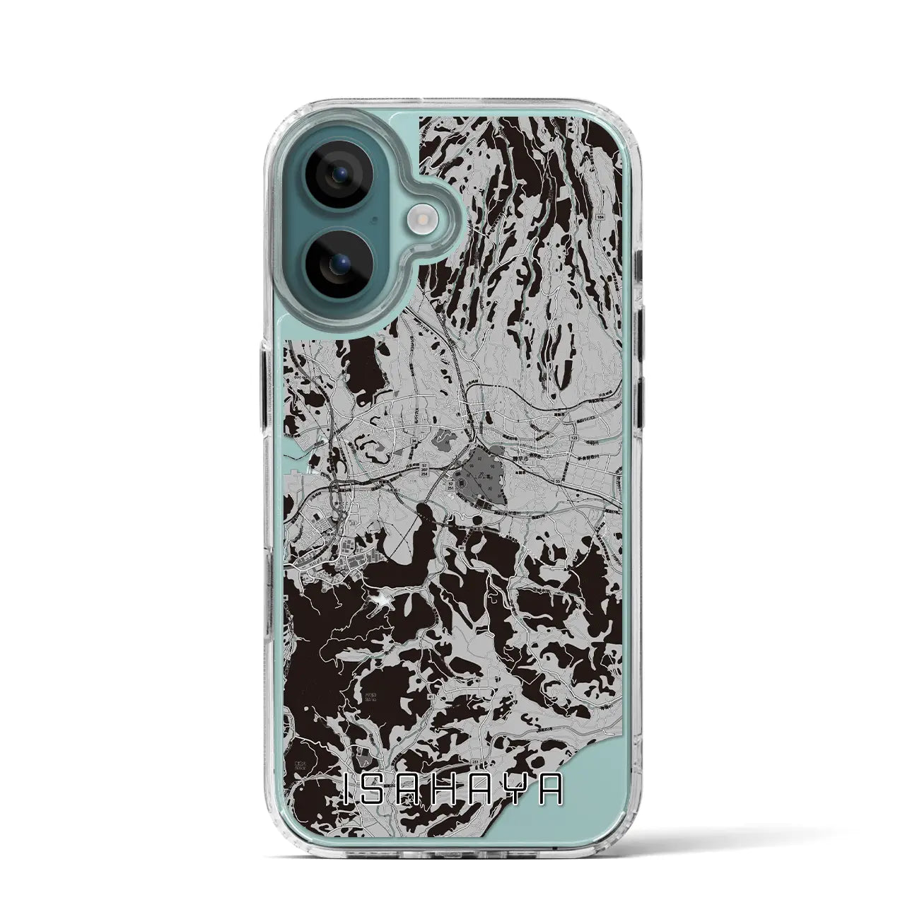 【諫早(長崎県)】地図柄iPhoneケース(MagSafeタイプ)モノトーン・iPhone 16 Pro 用
