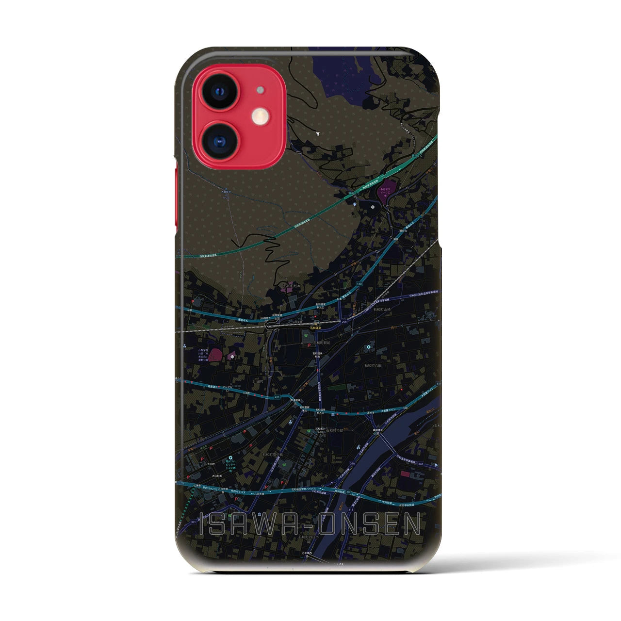 【石和温泉(山梨県)】地図柄iPhoneケース(バックカバータイプ)