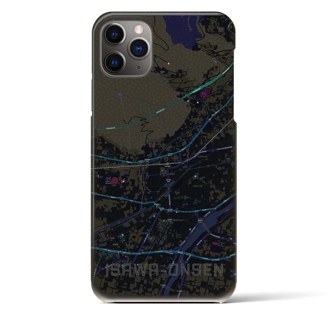【石和温泉(山梨県)】地図柄iPhoneケース(バックカバータイプ)