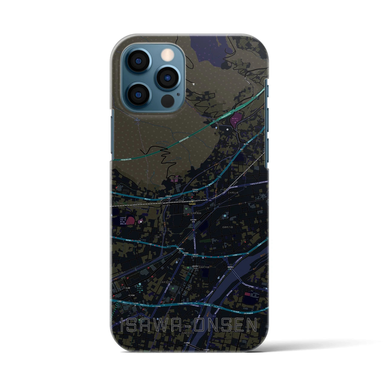 【石和温泉(山梨県)】地図柄iPhoneケース(バックカバータイプ)