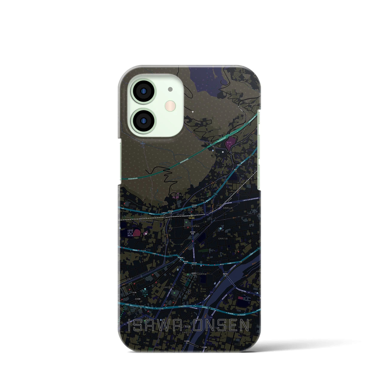 【石和温泉(山梨県)】地図柄iPhoneケース(バックカバータイプ)
