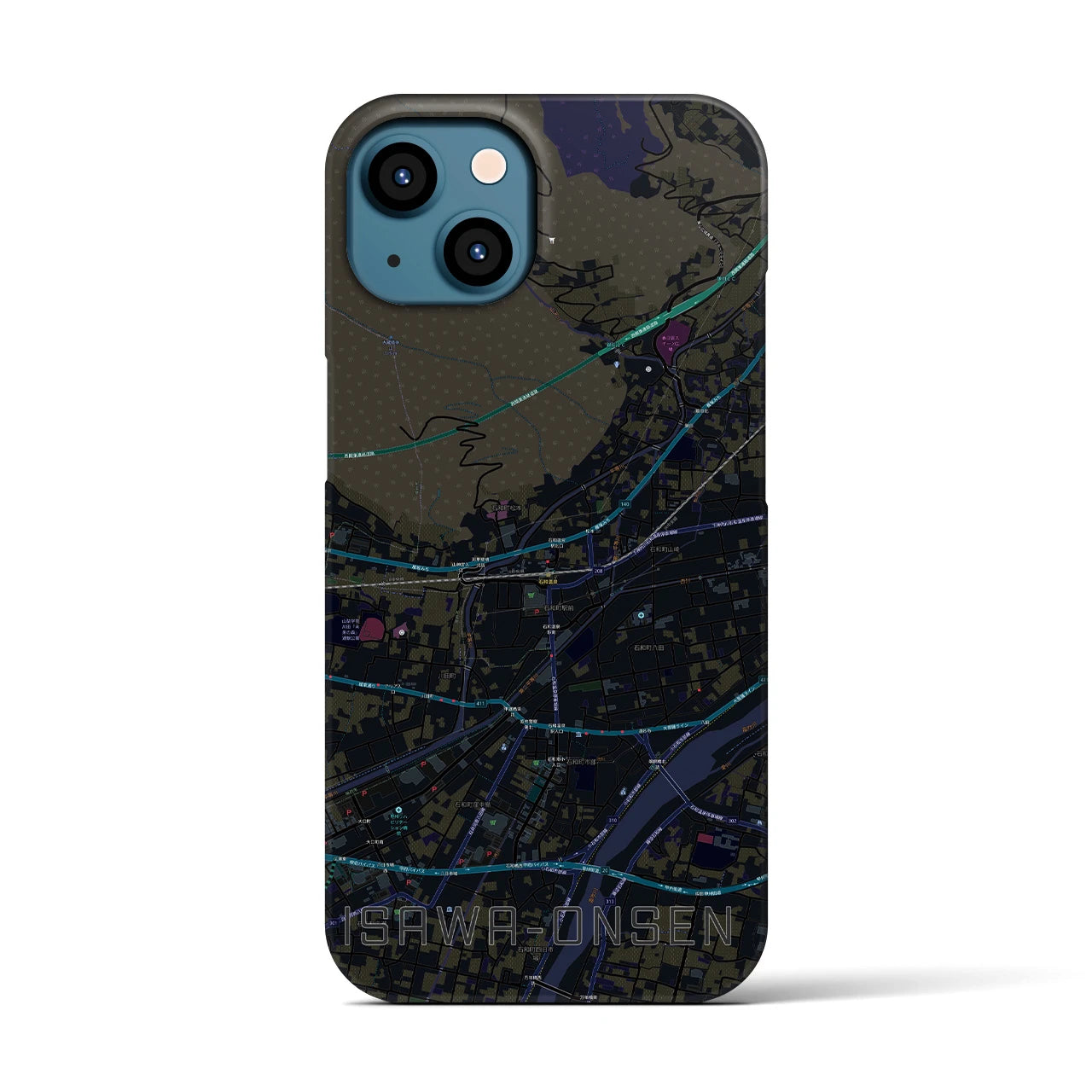【石和温泉(山梨県)】地図柄iPhoneケース(バックカバータイプ)