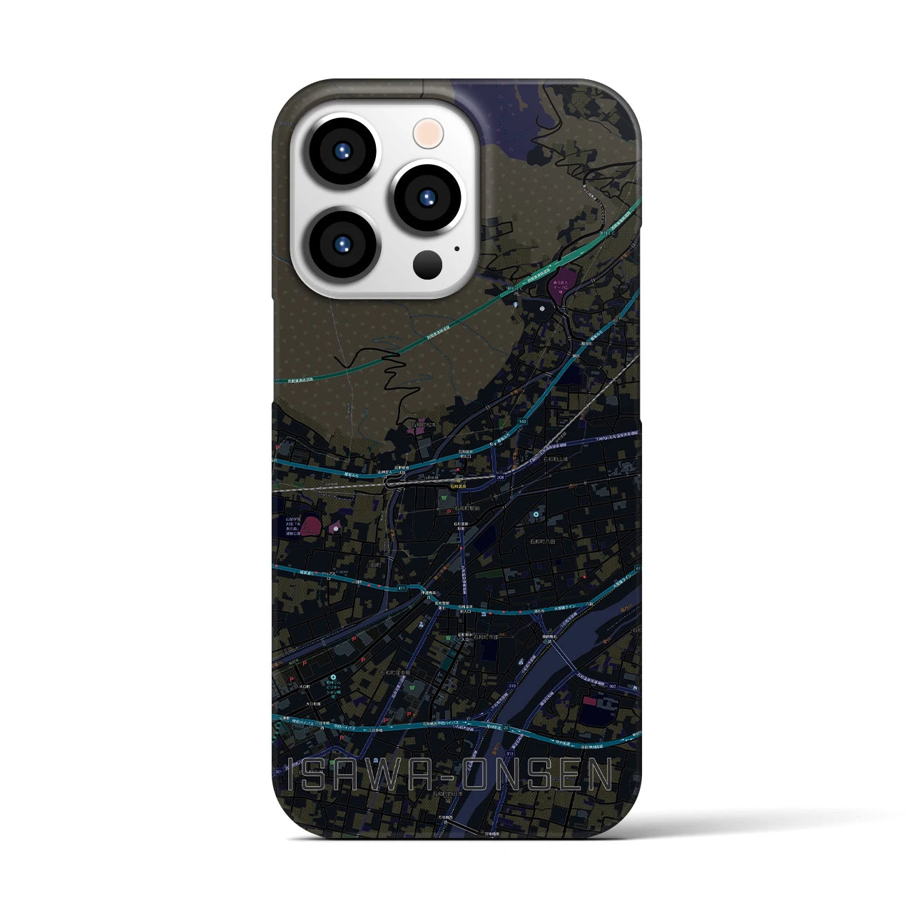 【石和温泉(山梨県)】地図柄iPhoneケース(バックカバータイプ)