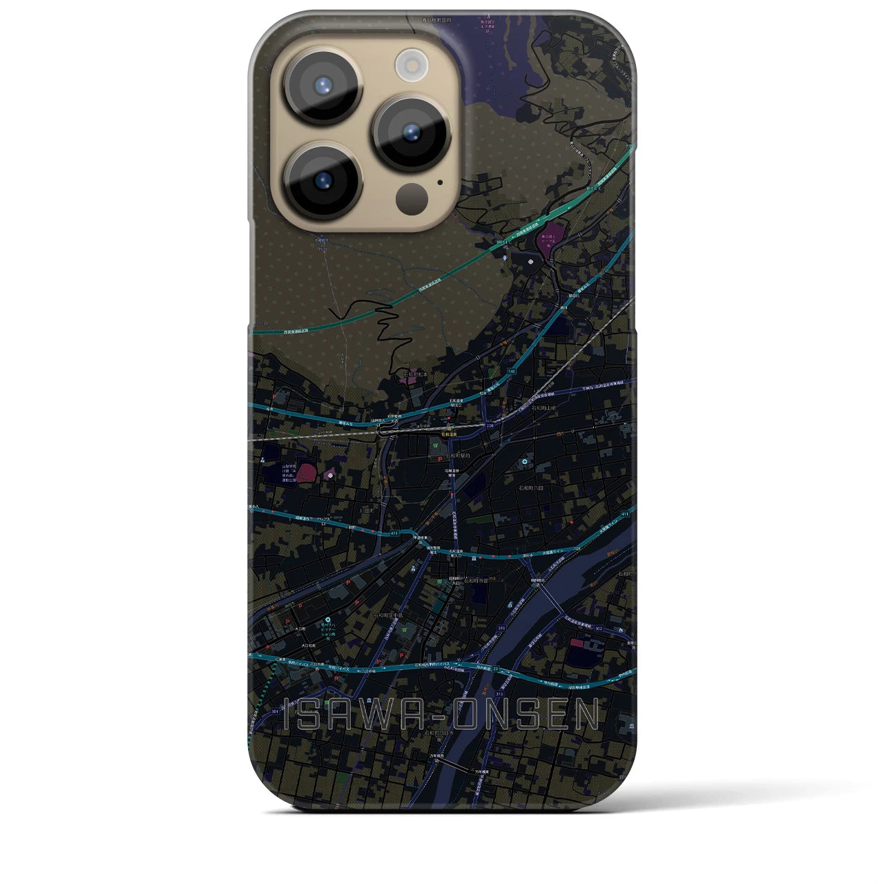 【石和温泉(山梨県)】地図柄iPhoneケース(バックカバータイプ)