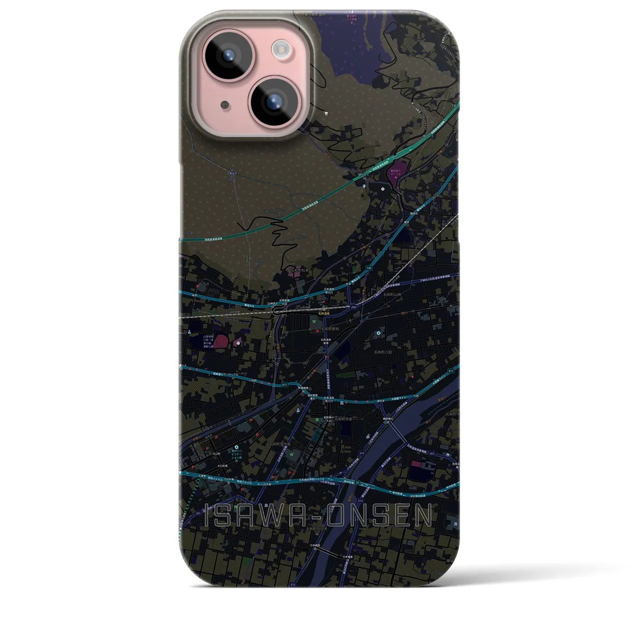 【石和温泉(山梨県)】地図柄iPhoneケース(バックカバータイプ)