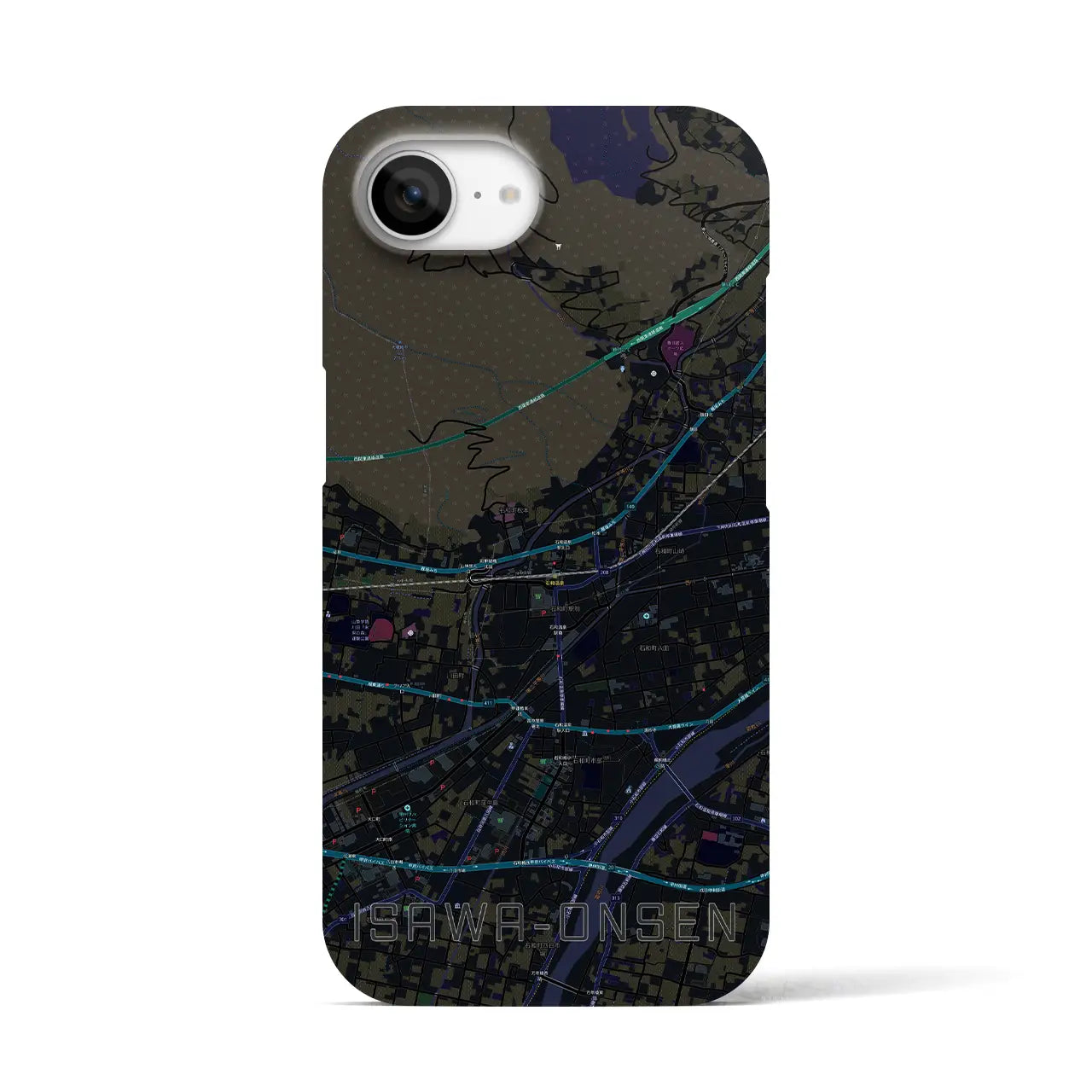 【石和温泉(山梨県)】地図柄iPhoneケース(バックカバータイプ)