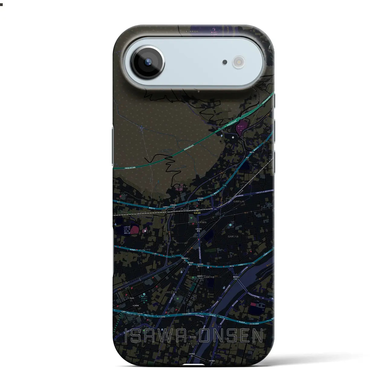 【石和温泉(山梨県)】地図柄iPhoneケース(バックカバータイプ)