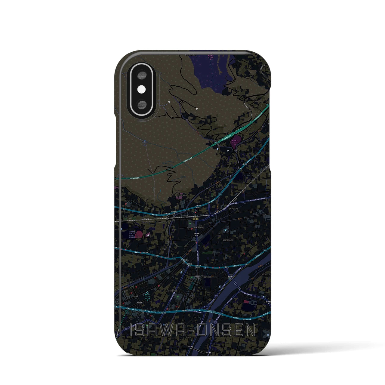 【石和温泉(山梨県)】地図柄iPhoneケース(バックカバータイプ)