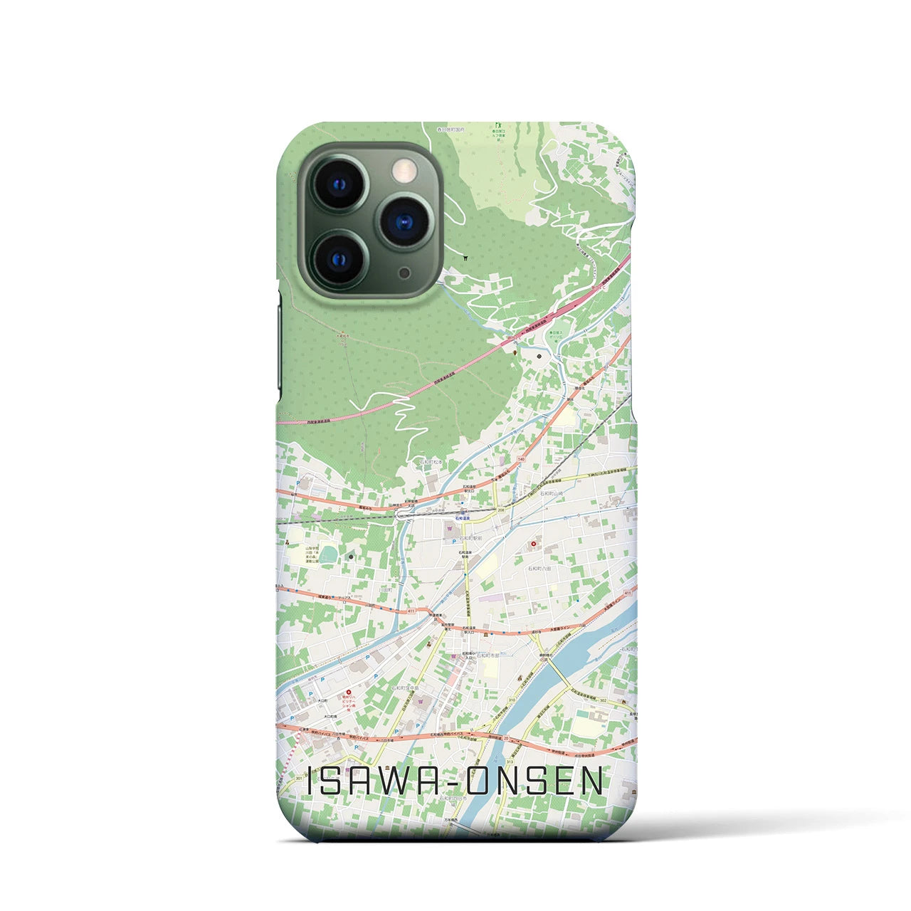 【石和温泉(山梨県)】地図柄iPhoneケース(バックカバータイプ)