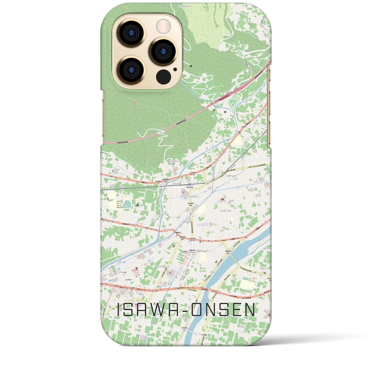 【石和温泉(山梨県)】地図柄iPhoneケース(バックカバータイプ)