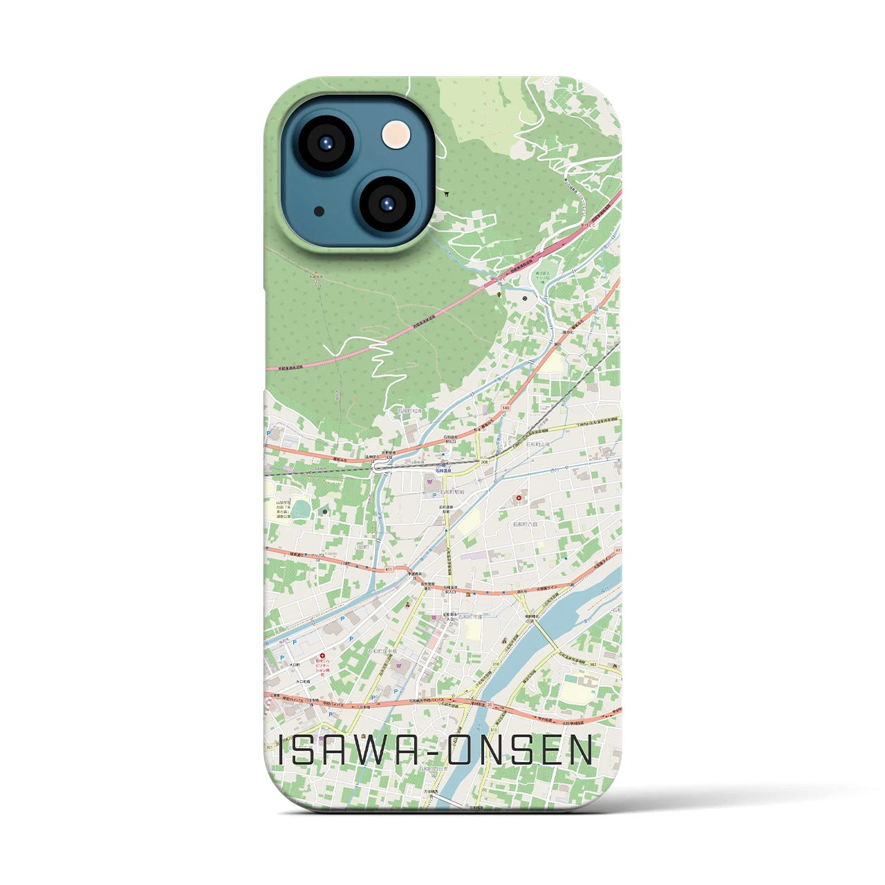 【石和温泉(山梨県)】地図柄iPhoneケース(バックカバータイプ)