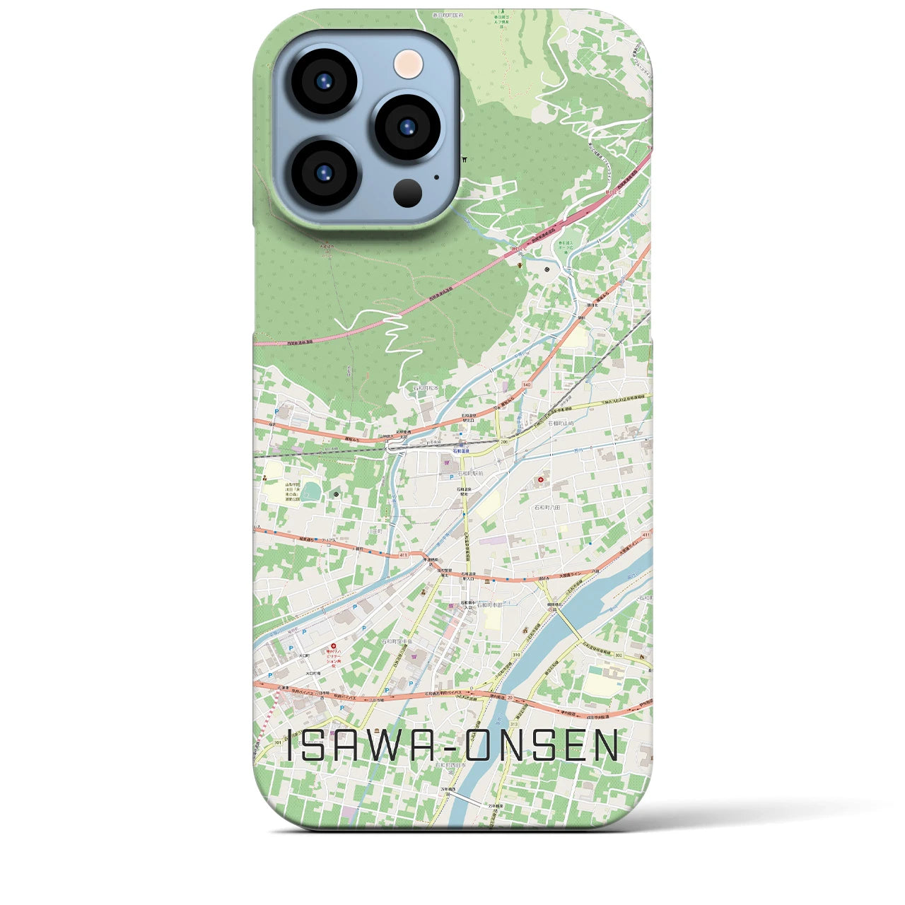 【石和温泉(山梨県)】地図柄iPhoneケース(バックカバータイプ)