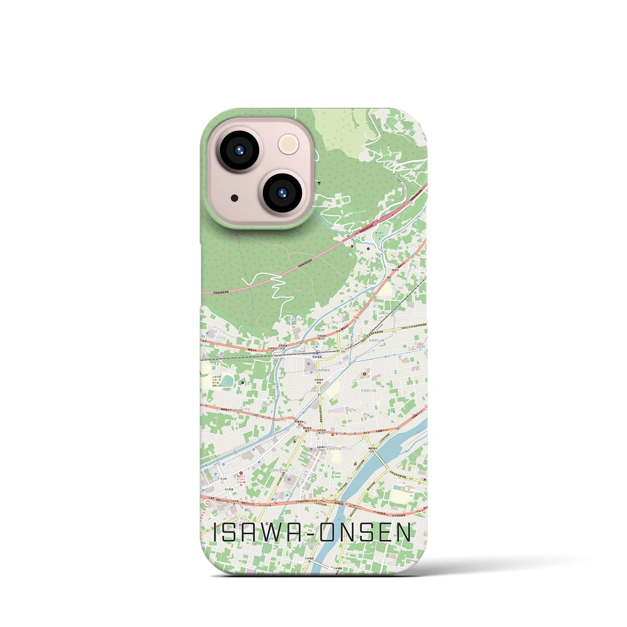 【石和温泉(山梨県)】地図柄iPhoneケース(バックカバータイプ)