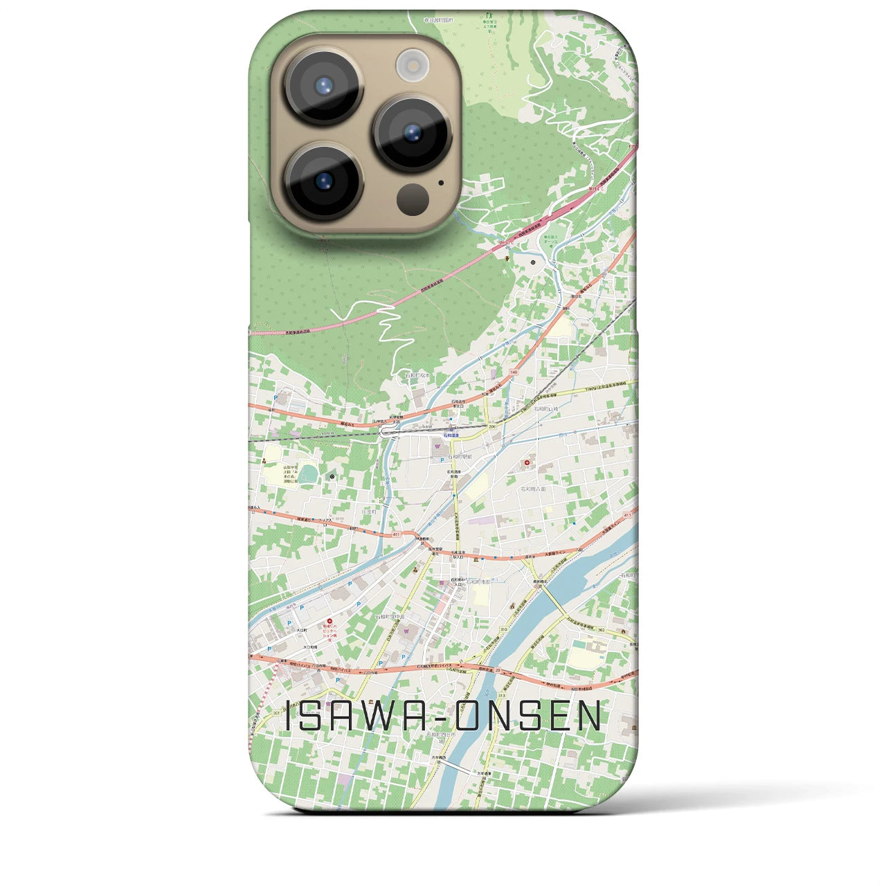 【石和温泉(山梨県)】地図柄iPhoneケース(バックカバータイプ)