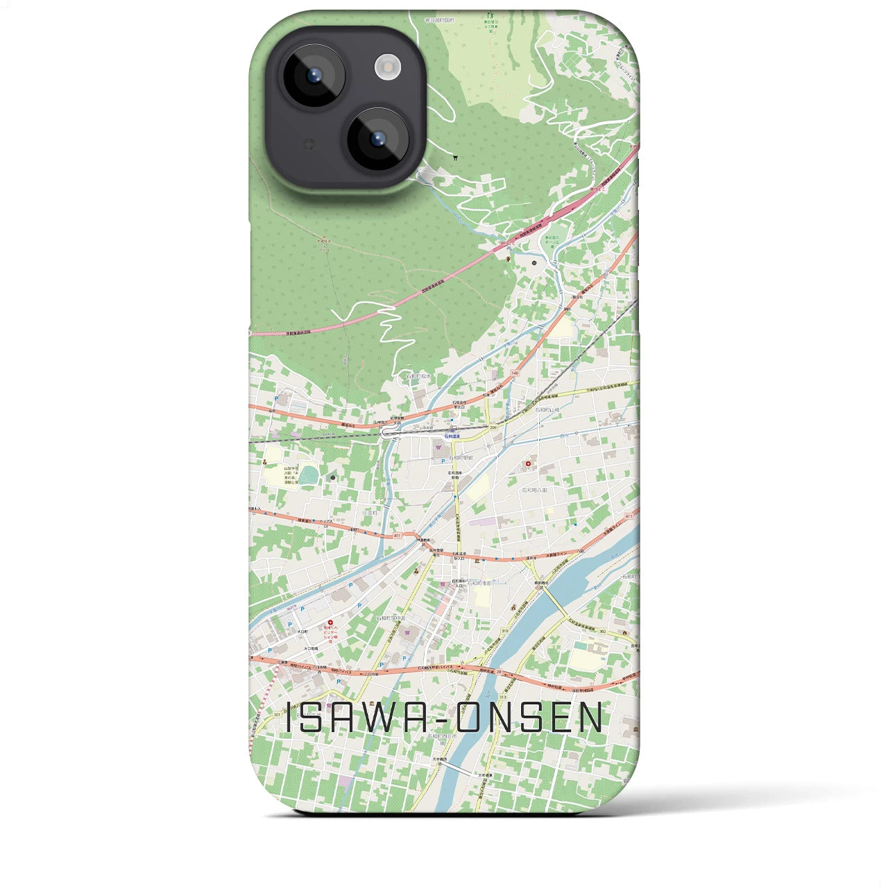 【石和温泉(山梨県)】地図柄iPhoneケース(バックカバータイプ)