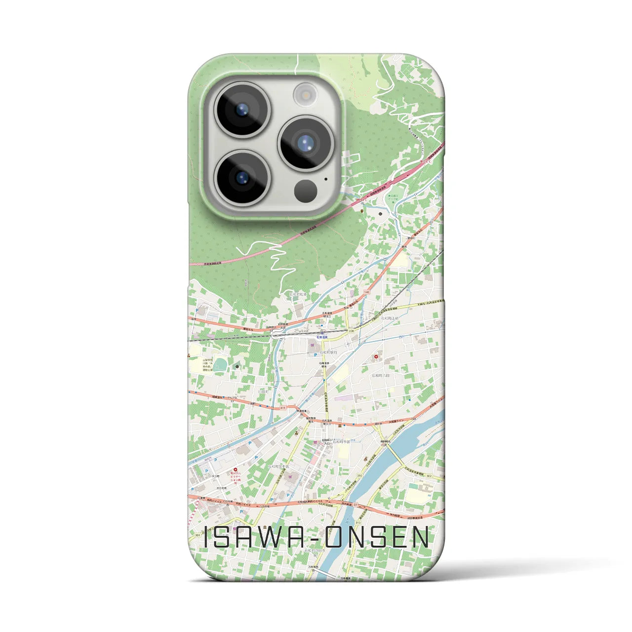 【石和温泉(山梨県)】地図柄iPhoneケース(バックカバータイプ)