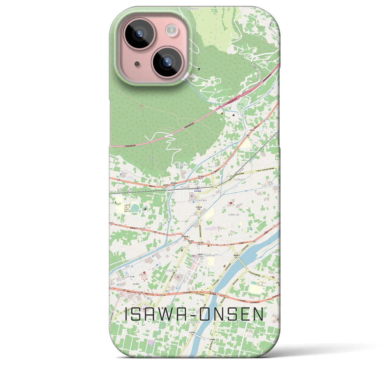 【石和温泉(山梨県)】地図柄iPhoneケース(バックカバータイプ)