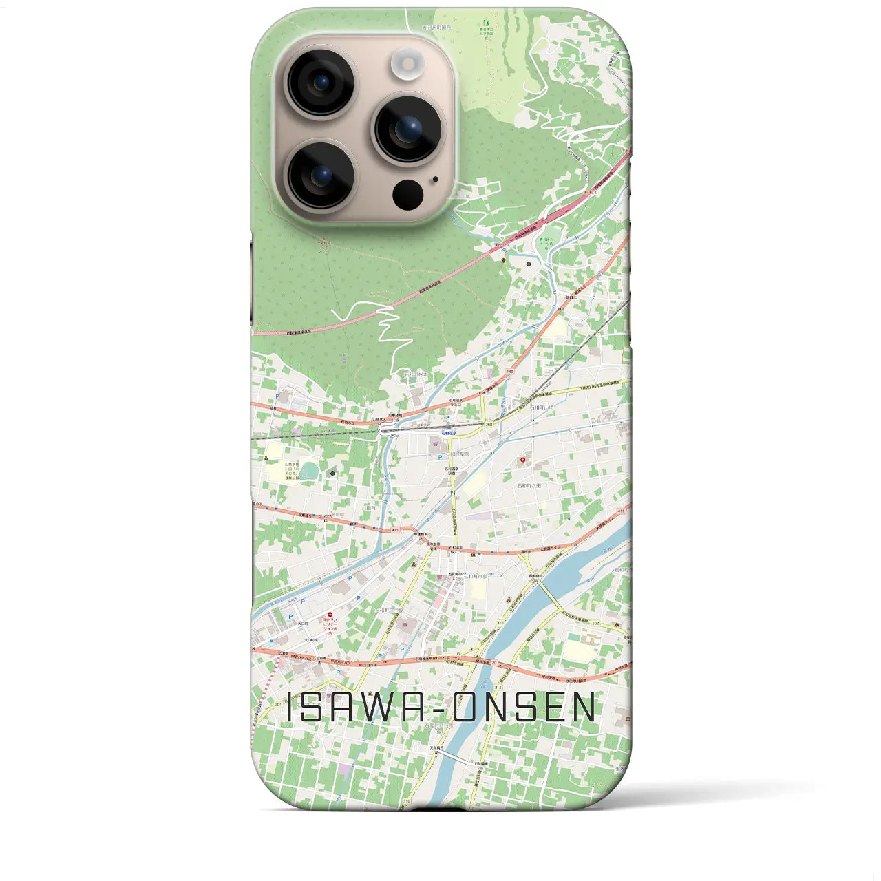 【石和温泉(山梨県)】地図柄iPhoneケース(バックカバータイプ)