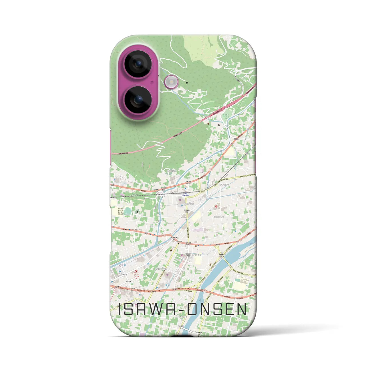 【石和温泉(山梨県)】地図柄iPhoneケース(バックカバータイプ)