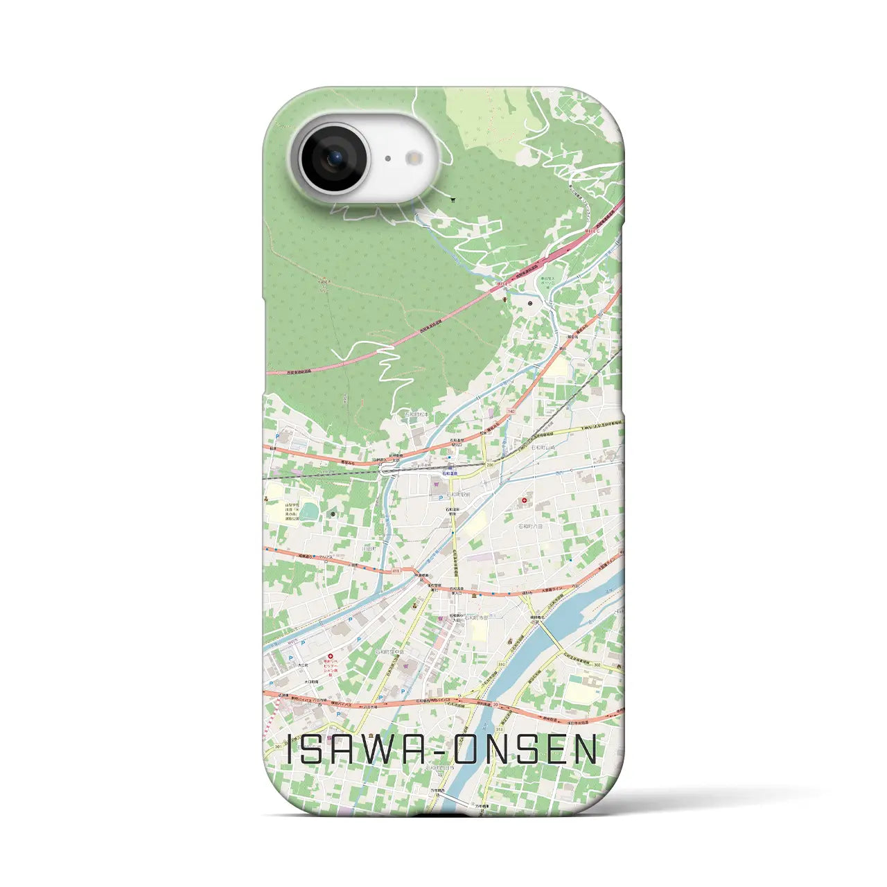 【石和温泉(山梨県)】地図柄iPhoneケース(バックカバータイプ)