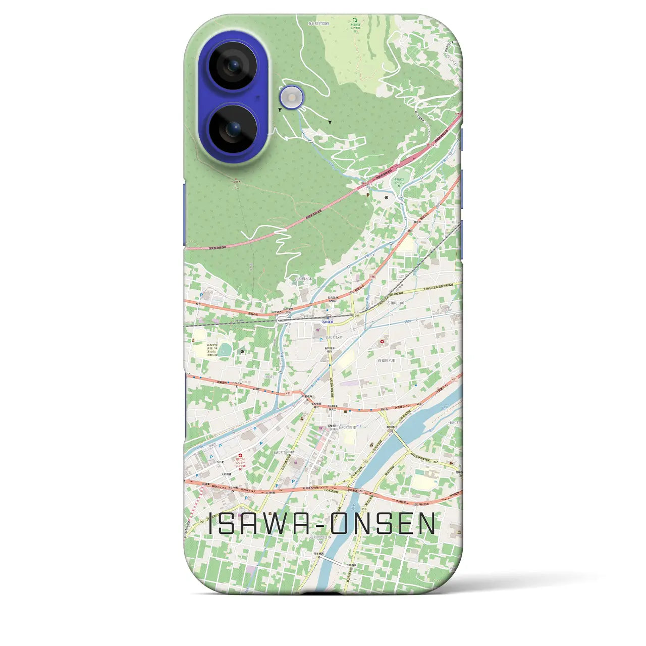 【石和温泉(山梨県)】地図柄iPhoneケース(バックカバータイプ)