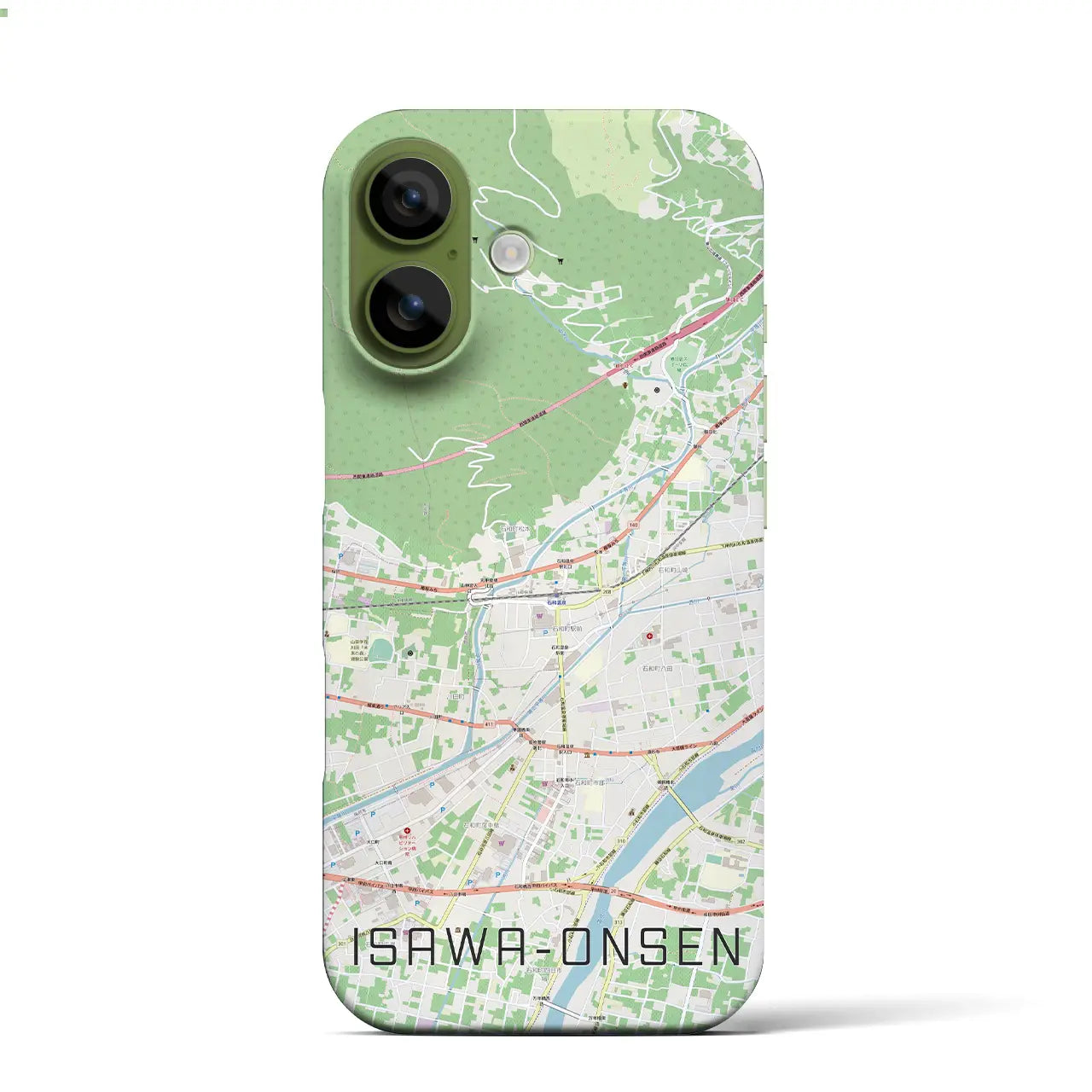 【石和温泉(山梨県)】地図柄iPhoneケース(バックカバータイプ)
