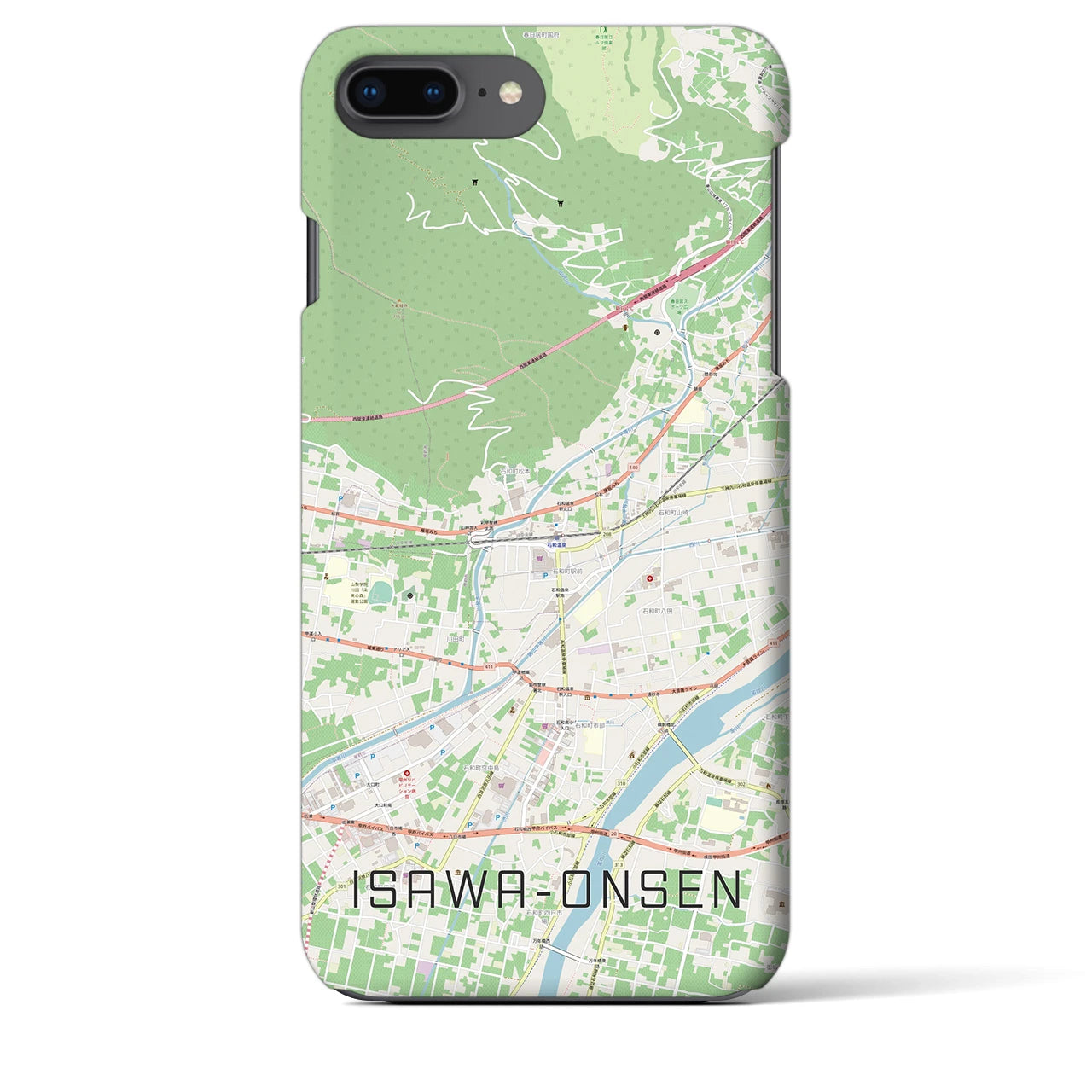 【石和温泉(山梨県)】地図柄iPhoneケース(バックカバータイプ)