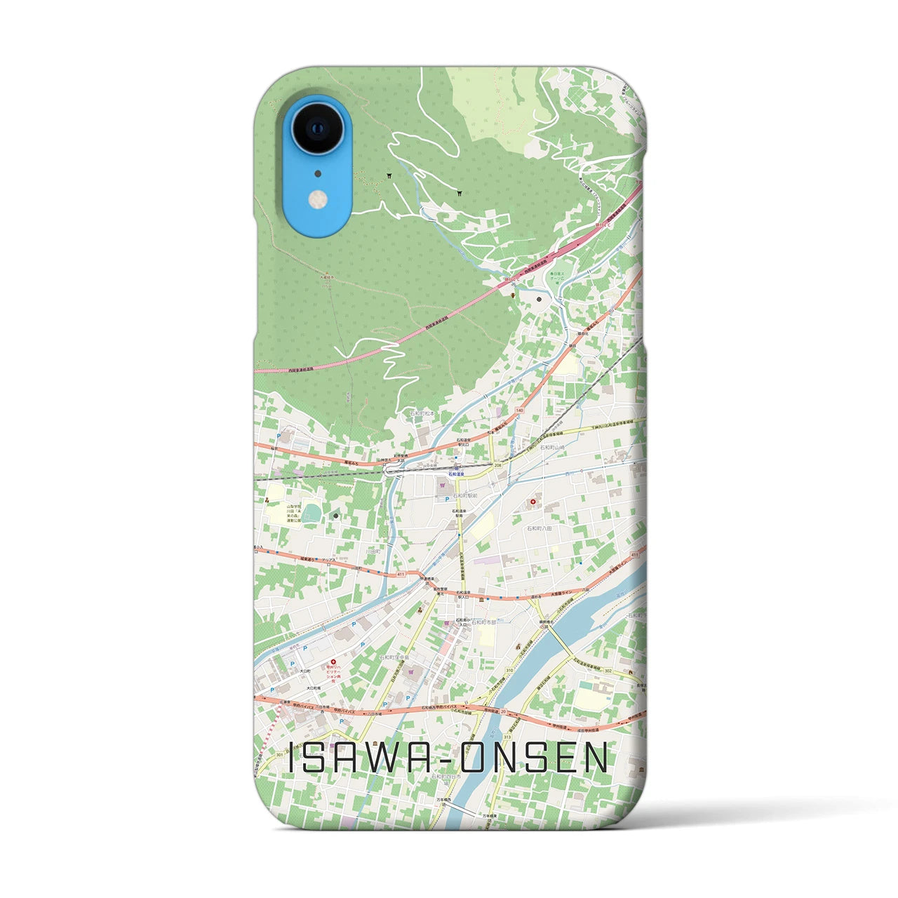 【石和温泉(山梨県)】地図柄iPhoneケース(バックカバータイプ)