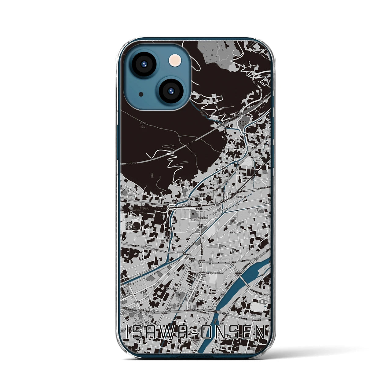 【石和温泉(山梨県)】地図柄iPhoneケース(クリアタイプ)