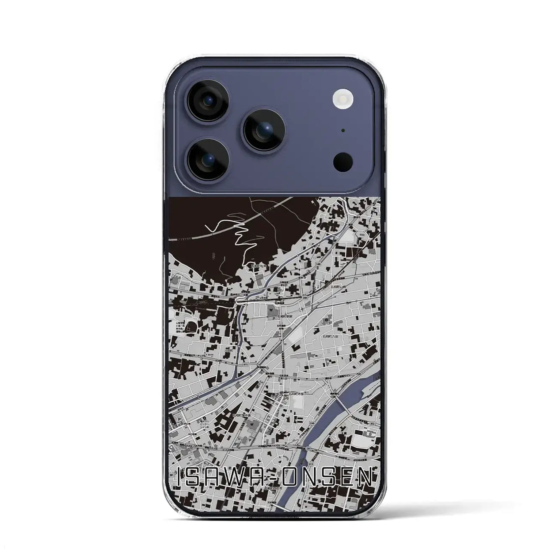 【石和温泉(山梨県)】地図柄iPhoneケース(クリアタイプ)